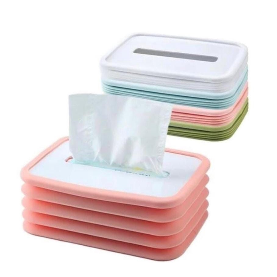 JM TAS Kotak Tisu Flexibel Tempat Tisu Lipat Kotak Tissue Foldable Silicone Lifting Tissue Box Serbaguna / Kotak Tisu Flexibel Tempat Tisu Lipat Kotak Tissue Foldable Silicone Lifting Tissue Box Serbaguna