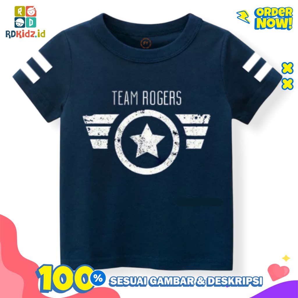 Rdkidzid Atasan Pendek Anak Laki Laki / Kaos Anak Cowok / Baju Lengan Pendek Anak Laki Laki Motif Team Roger