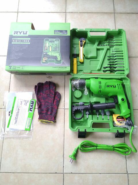 Promo... Paket Mesin Bor Ryu Rid 13-1 Reb Impact Drill Ryu Rid 13-1 Reb Set
