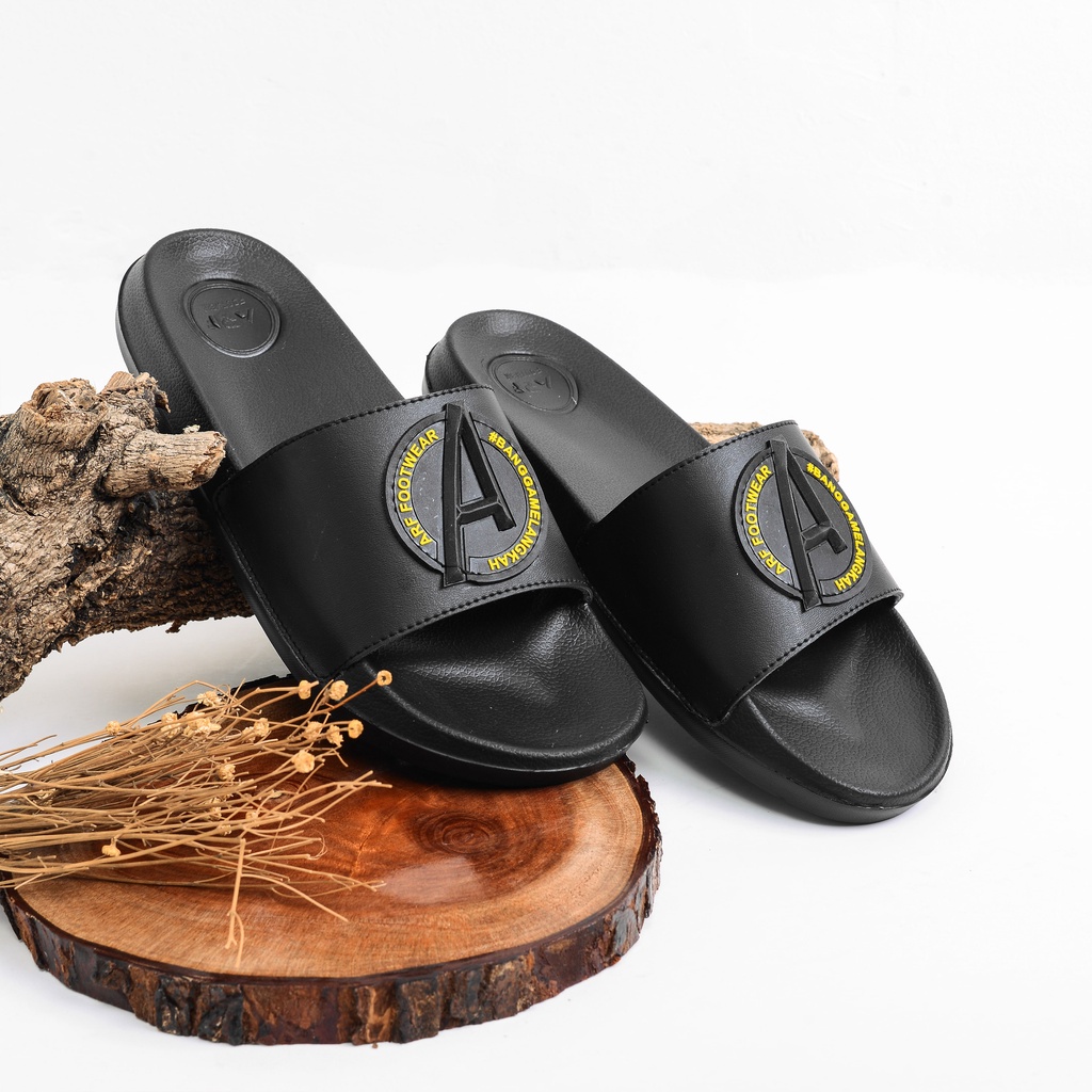 Ibra Black Gold | Sandal EVA Ringan Slop Santai Simple Pria Men Ori Sendal Footwear | ARF x FORIND