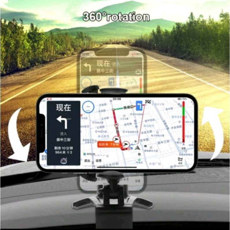 Phone Holder Mobil Dudukan Handphone Hp Car stand Dasboard Jepit Universal GPS Holding Kaca Spion Meja Standing