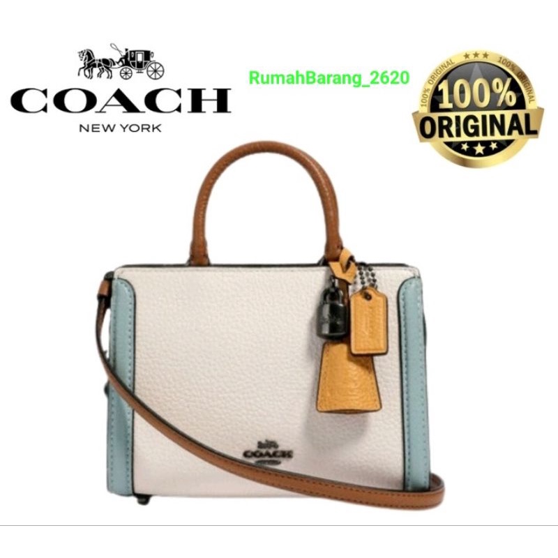 [100% ORIGINAL] TAS COACH Micro Zoe Crossbody Bag in Colorblock White