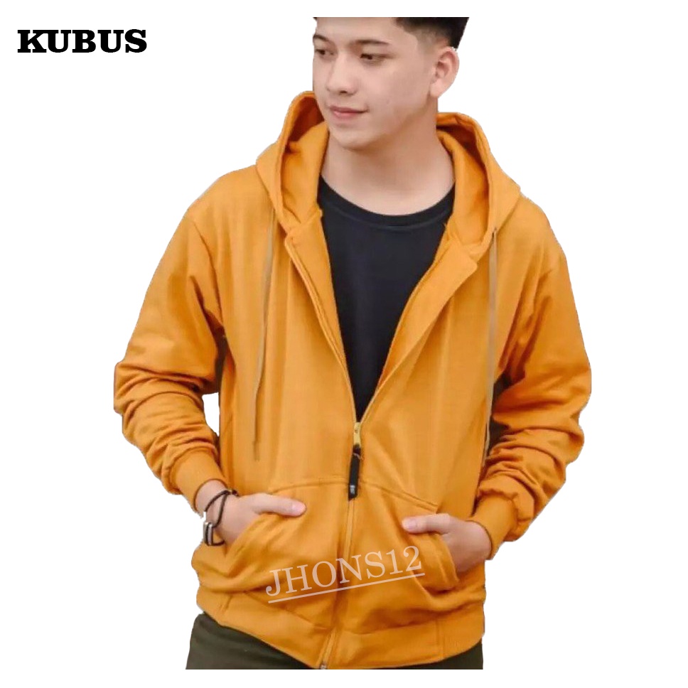 JAKET HOODIE POLOS ZIPPER KUNING XZR-008AA POLOS JAKET POLOS M L XL XXL PRIA WANITA JHONS12