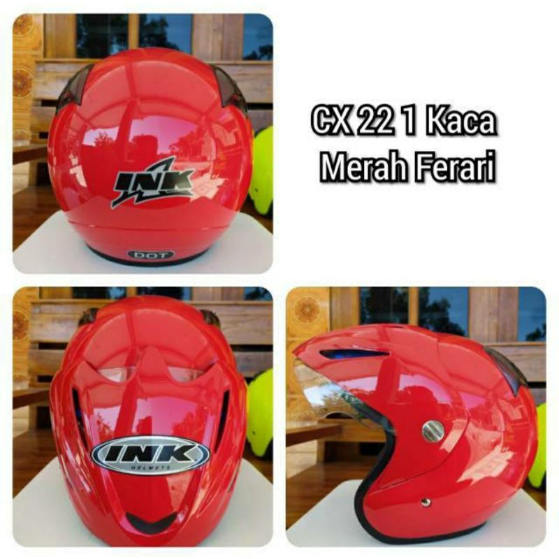 HELM INK cx22 (PACKING KARDUS DAN SARUNG HELM)-Merah Ferari