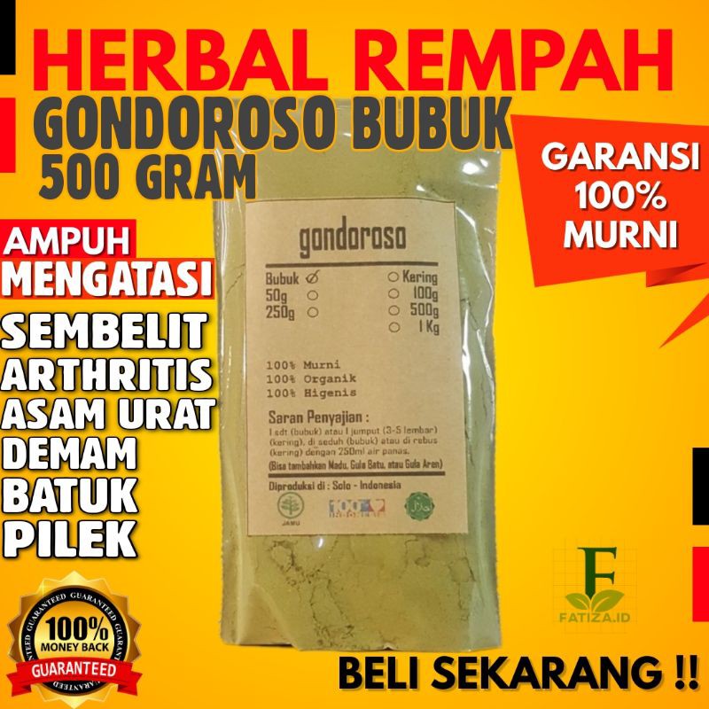 

GANDARUSA GONDOROSO BUBUK 500 GRAM MURNI 100% HERBAL ALAMI MEREDAKAN LUKA PENANGKAL HIV ANTIMIKROBA