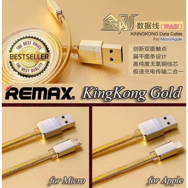 Remax Kingkong LIGHTNING Gold Edition Original Fast Data Cable / kabel charger  hp