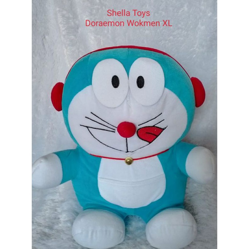 Boneka Doraemon Pegang Dorayaki, Love dan Wokmen Ukuran XL