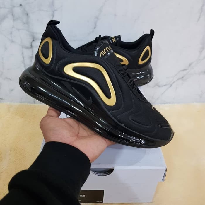 Sepatu Air Max 720 Black Metallic Gold Sport Import Original Running Terbaru
