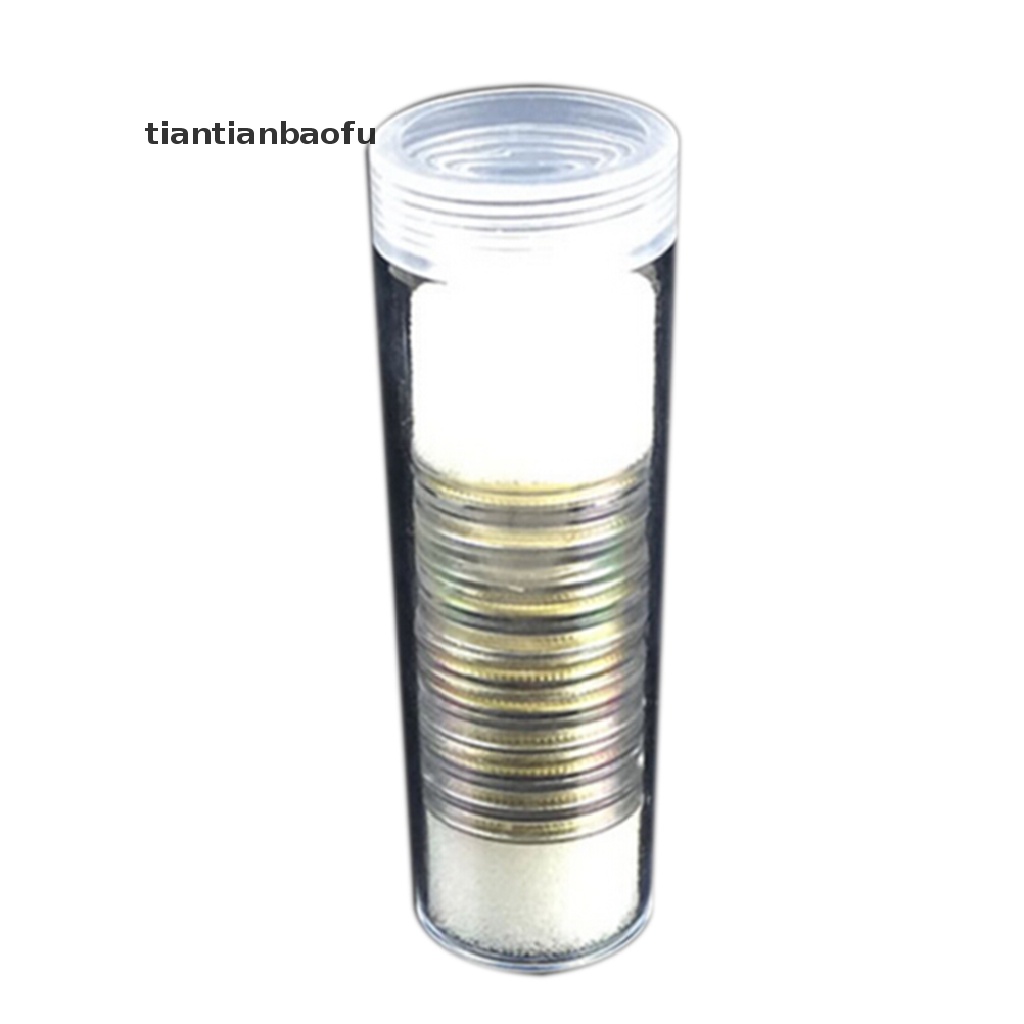 [tiantianbaofu] 1pcs 30mm Applied Clear Round Cases Coin Storage Protective Tube Holder Plastic Boutique