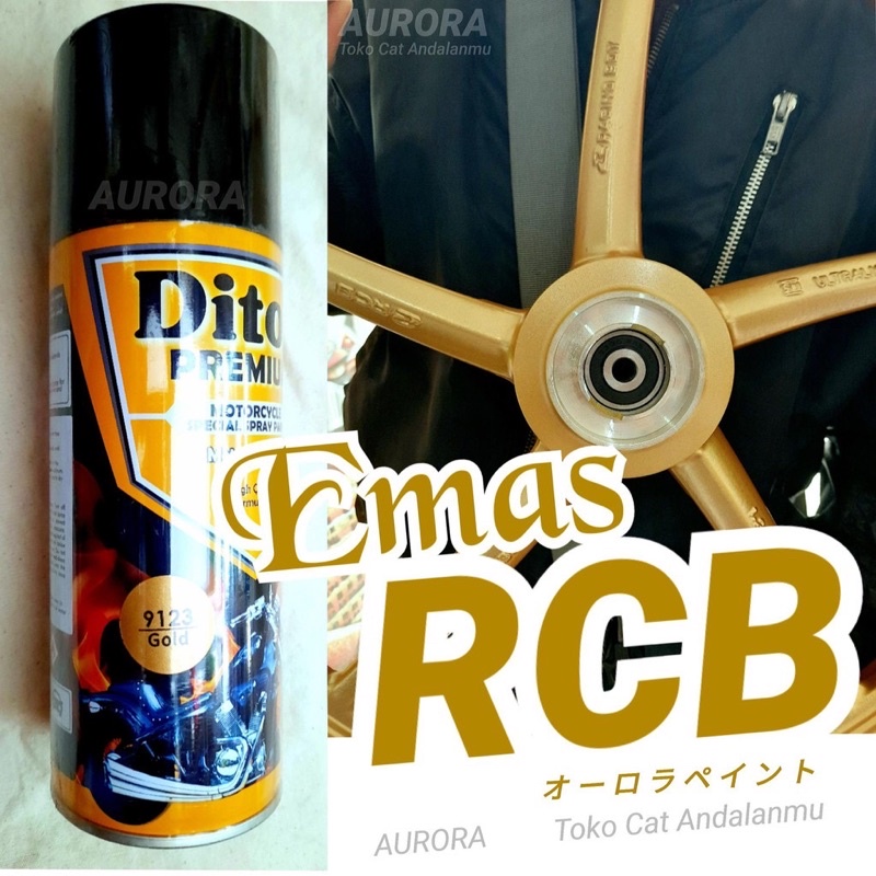 Diton Premium Gold 9123 Emas RCB 400ml Pilok Tahan Bensin cat semprot spray motor mobil sepeda mas v