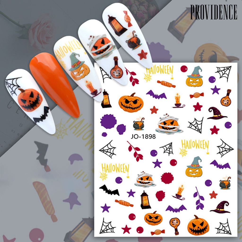 Providence Stiker Kuku Ultra Tipis Motif Kelelawar / Tengkorak Untuk Dekorasi Halloween