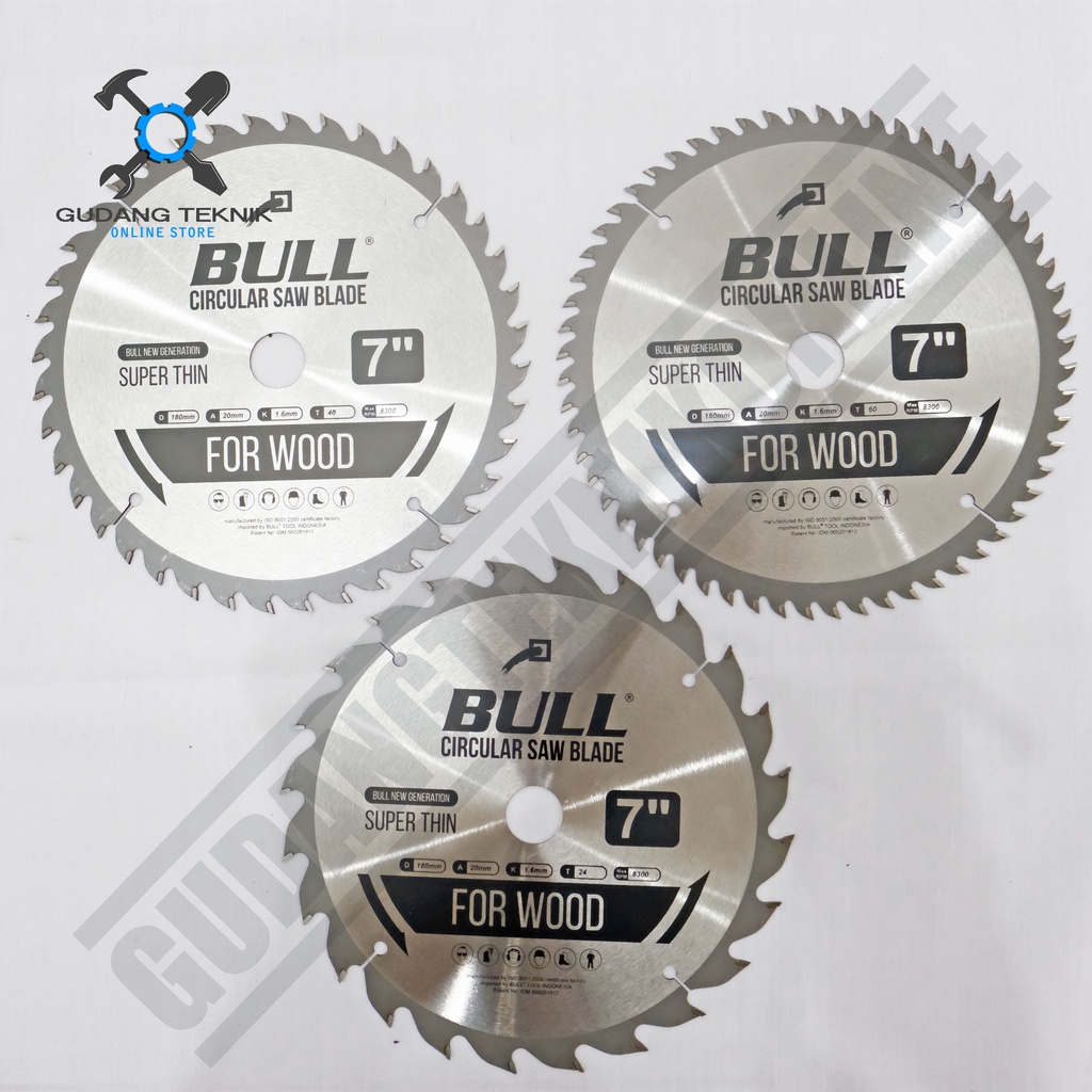 Mata Pisau Kayu Circular Saw BULL 7&quot; 24T 40T 60T - Mata Gergaji Circle 7 Inch 24T 40T60T - Circular Saw Blade