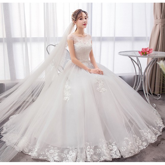 Mewah Mewah Dress  Bahasa Perancis Pengantin Retro Wanita Pernikahan Gaun Bola Gaun