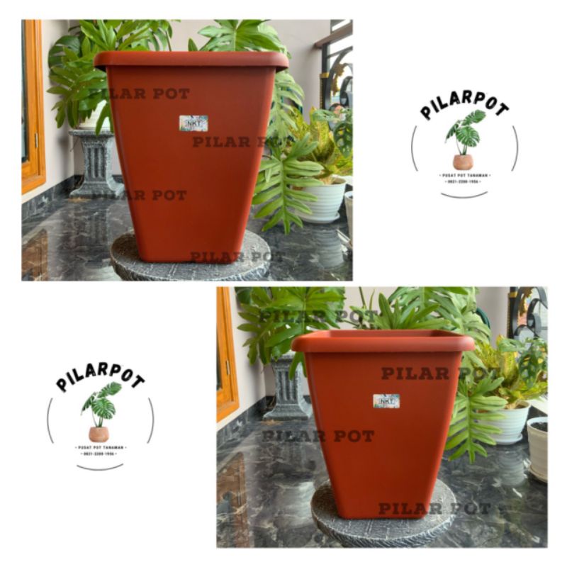 pot bunga tanaman kotak tinggi HOYA 40 MERAH BATA diameter 31cm - NKT HOYA