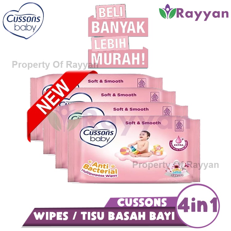 [CW]CUSSONS Baby Wipes Biru/Ungu/Pink/Kuning/Putih/Hijau 4in1 (Beli 1 Gratis 1) | Tisu Basah Bayi Isi 50s/45s (4pcs)|Protect care(kuning), mild &amp; gentle ( biru ), Fresh &amp; nourish ( ungu ), Soft &amp; nourish (Pink), Naturaly (hijau), Sensitive Wipes (putih)