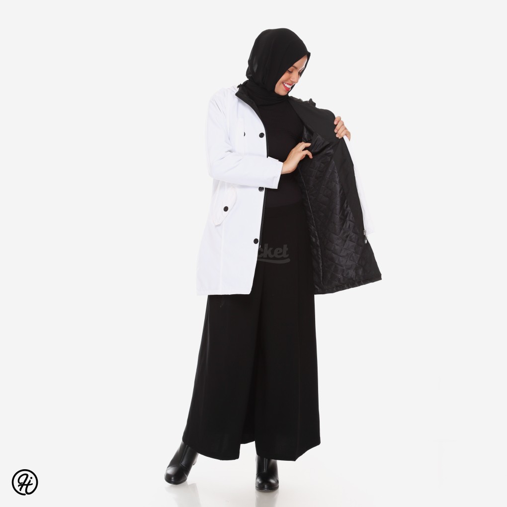 HIJACKET IXORA FASHION HIJAB MUSIM DINGIN - JAKET PREMIUM BAHAN TEBAL WATERPROOF TAHAN AIR HUJAN-Snow