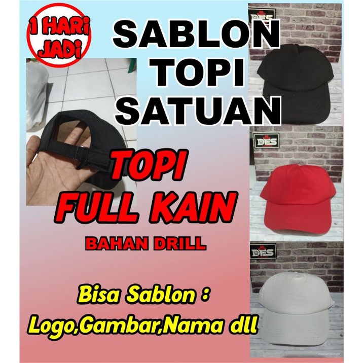 TOPI POLOS FULL KAIN / COCOK DI SABLON / TOPI DRILL