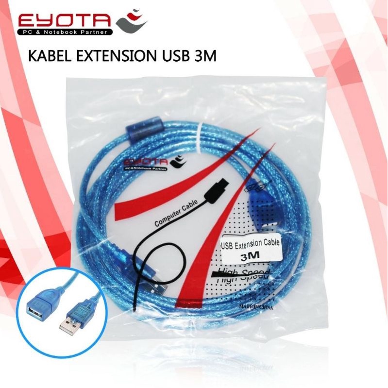 EYOTA KABEL USB EXTENSION 3 METER / KABEL USB MALE TO USB FEMALE 3 METER / KABEL USB PERPANJANGAN