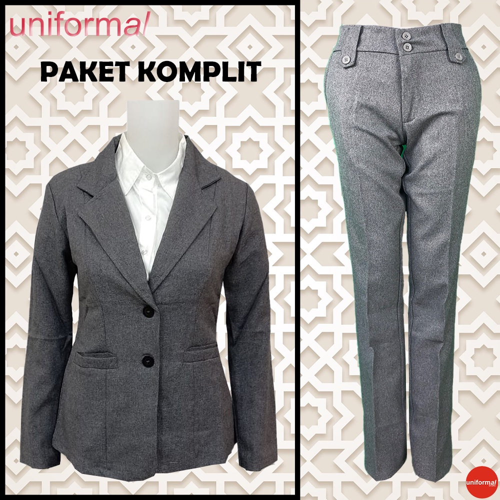 SETELAN BLAZER CELANA WANITA / PAKET JAS BLEZER CELANA CEWEK / STELAN FASHION KERJA MURAH / UKURAN S-5L / FORMAL / KANTOR / KANTORAN / WISUDA / PNS / GURU / NIKAHAN / SKRIPSI / KULIAH /  PREMIUM / BAHAN GABARDINE / KATUN / SERAGAM BAHAN