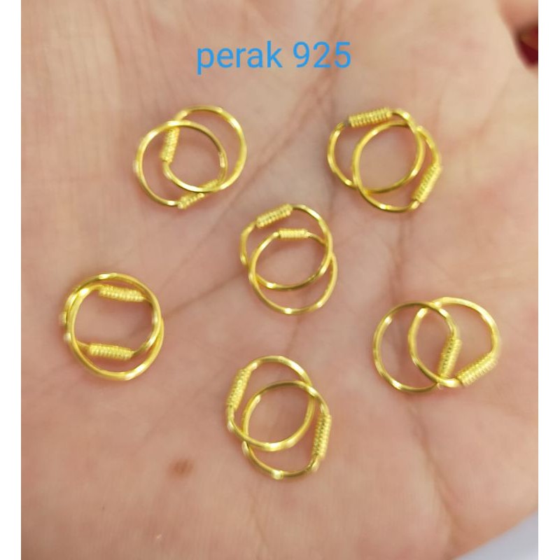 anting knip bayi polos perak,925 sepuh emas kuning 27500/pasang