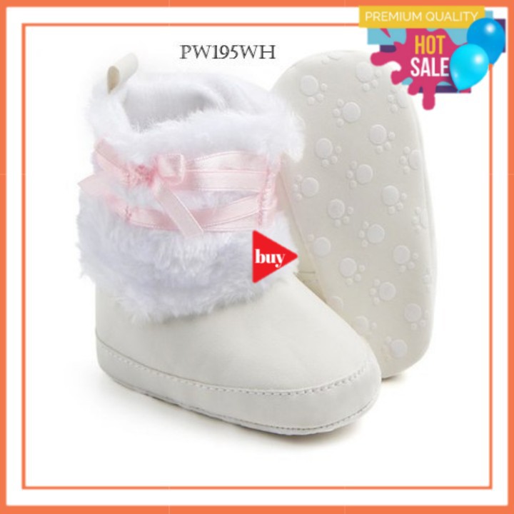 Newborn Kids Baby Boy Girl Xmas Snow Boots Winter Soft Sole Prewalker Crib Shoes 