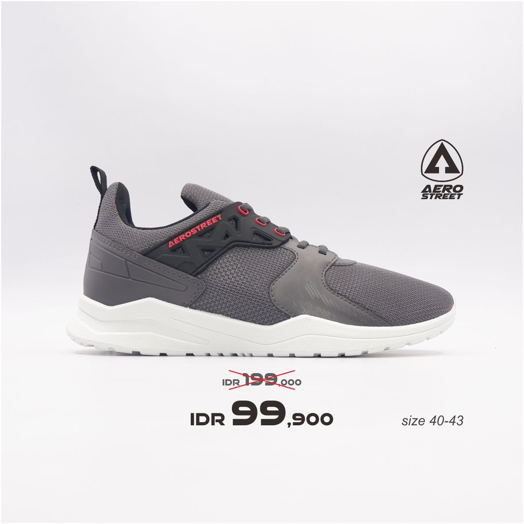 Aerostreet 40-43 Betroya Abu Tua - Sepatu Sneakers Casual Sport Sekolah Pria Wanita Aero Street
