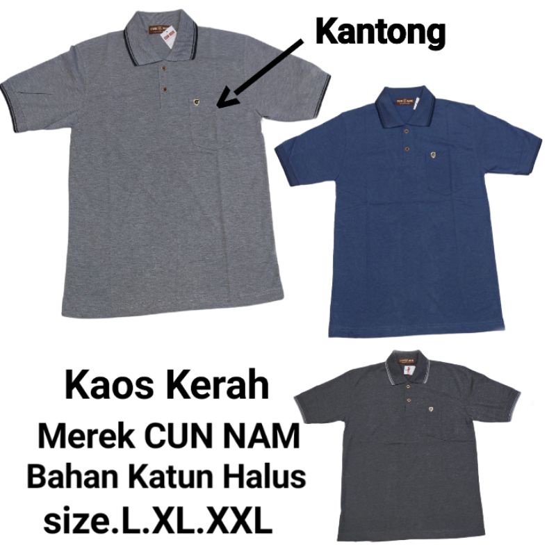 kaos kerah pria polos CUN NAM bahan katun COD