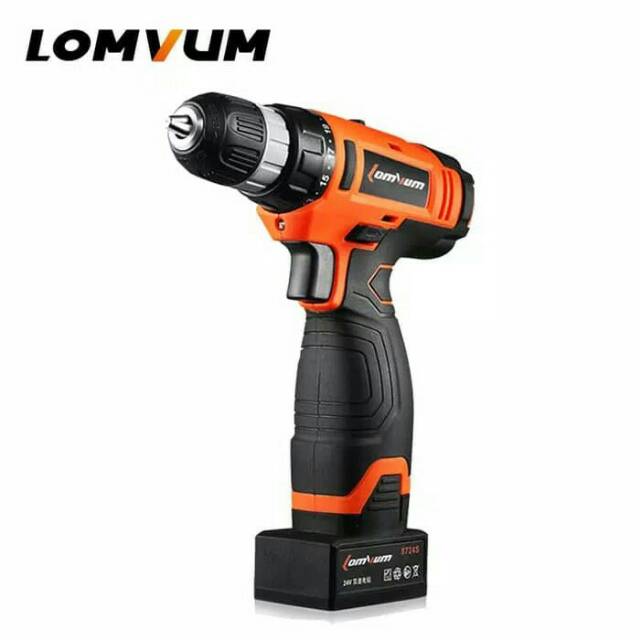 LOMVUM Bor Listrik Lithium Battery Rechargeable - Black/Orange