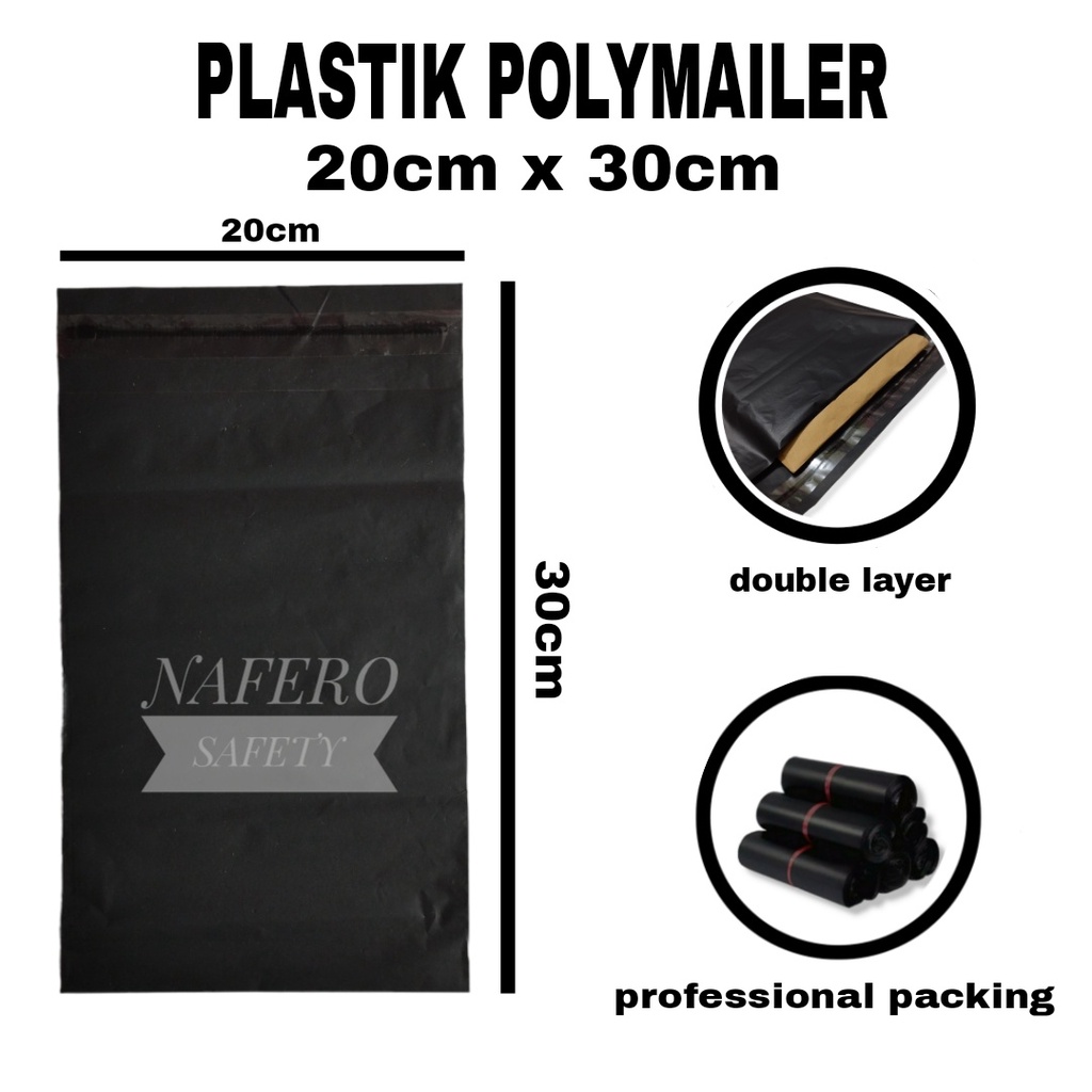 PLASTIK POLYMAILER UKURAN 20X30CM WARNA HITAM HARGA 1 ROLL ISI 100PCS