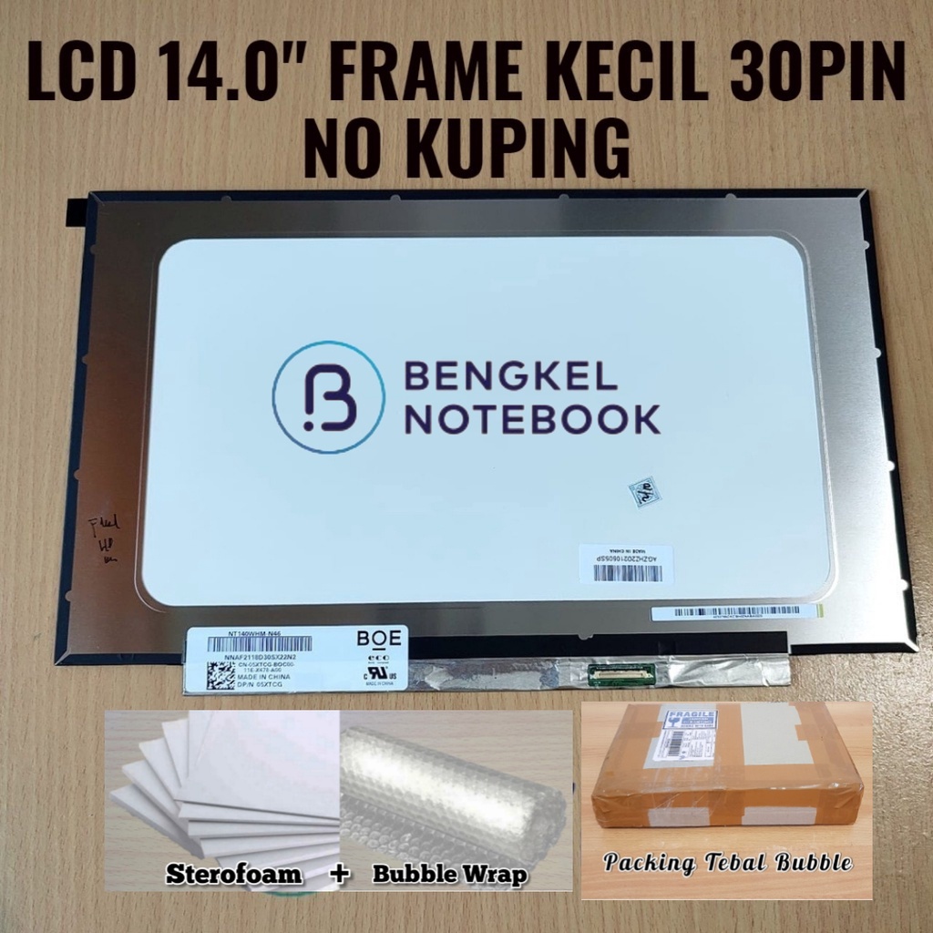 LCD 14.0&quot; LED Slim 30pin No Kuping NT140WHM-N43 1366X768 Frame Kecil