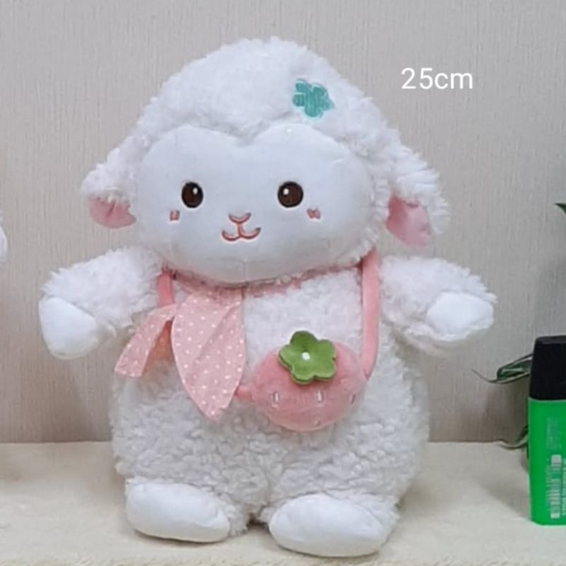 Boneka Domba Tas Strawberry Syal Sheep Animal Lucu Bahan Lembut