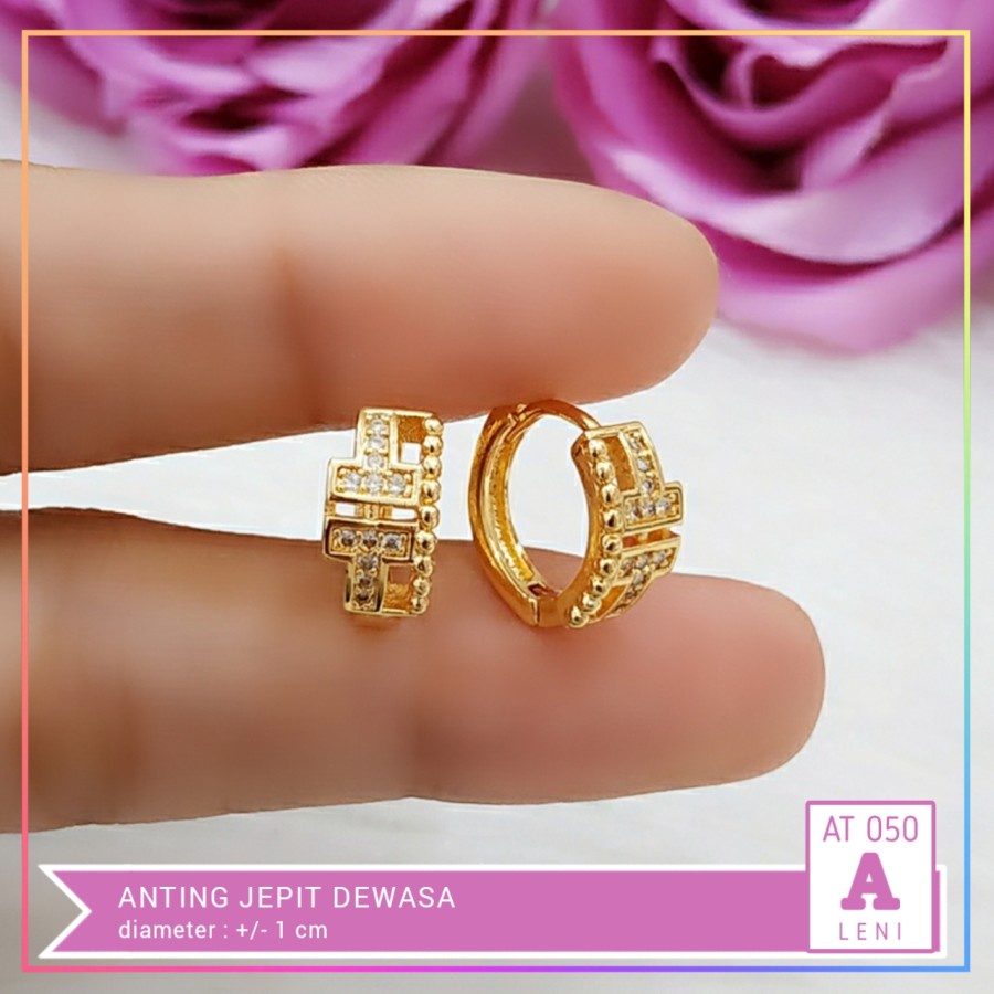 Anting xuping anting dewasa klip permata permata full cantik  perhiasan lapis emas gold AT 050