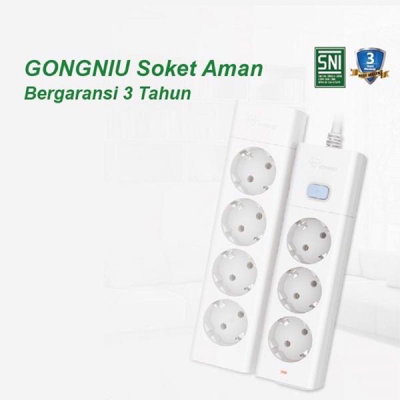 Stop Kontak Central On/Off Power Strip 4 Lubang Colokan GONEO Gongniu G1040 Tahan Panas Panjang Kabel 5 / 3 /1.5 Meter - Garansi Resmi 3 Tahun