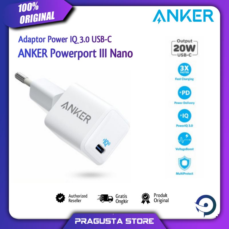 ANKER Wall Charger PowerPort III Nano 20W Power Delivery -A2633