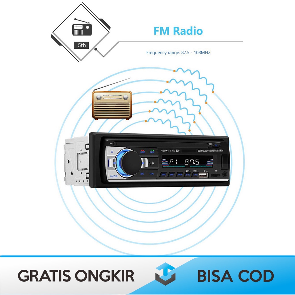 TAPE AUDIO BLUETOOTH CAR SINGLE DIN BY TAFFWARE JSD-530 REMOTE CONTROL