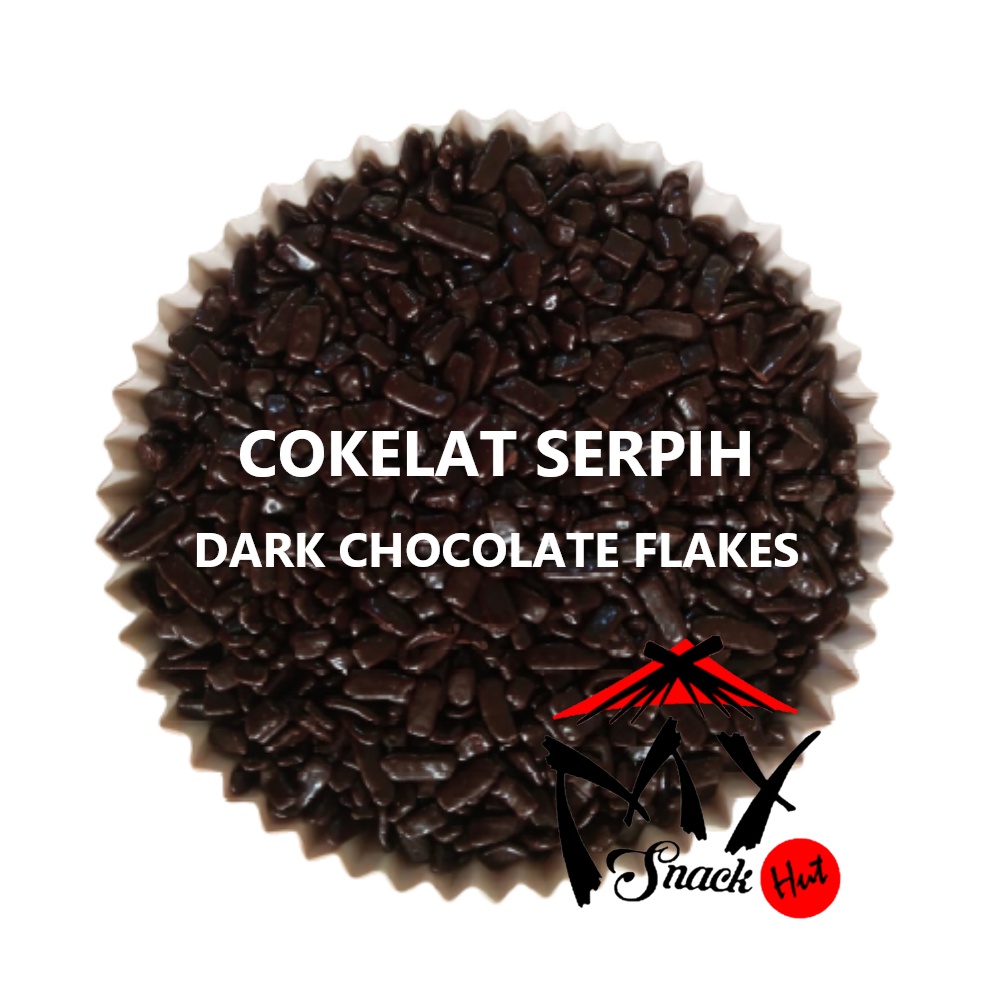 COKELAT SERPIH 100GR - DARK CHOCOLATE FLAKES - COKLAT HITAM REMAH CHUNKY CHOCO FLAKE TOPPING HALAL