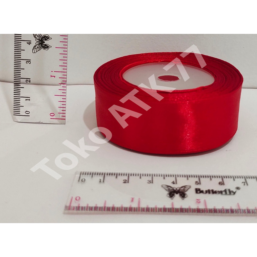 

Pita Kado Kain Satin 1" Satu inch Merah READY STOCK