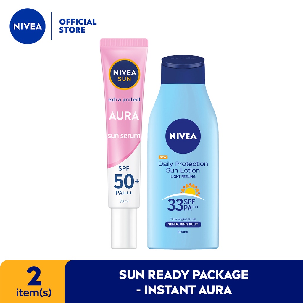 NIVEA Sun Face Serum Instant Aura + Body Lotion Daily Protection Sun