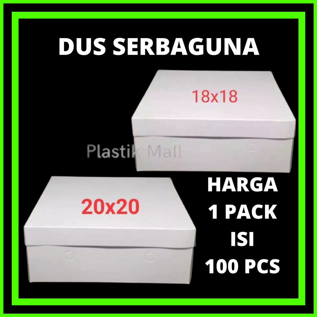 ISI100pcs - Dus Nasi Kotak 18x18/20x20cm Putih Polos Catering Box/ dus 18x18 20x20 cm nasi box tebal