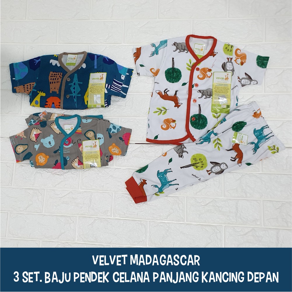 Velvet Junior (3 SETELAN) Baju Lengan Pendek Celana Panjang