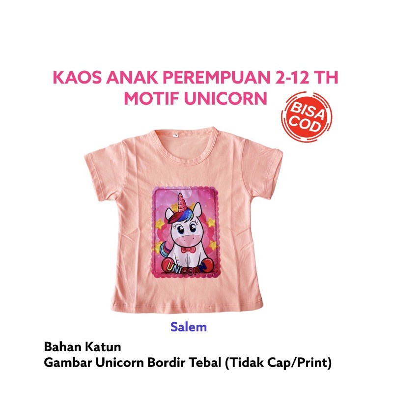 BAJU KAOS ANAK PEREMPUAN UNICORN 2-12 TH / KAOS OBLONG ANAK MURAH / KAOS ANAK CEWEK UNICORN LED