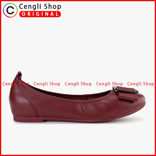 SEPATU FLAT KULIT ANDREW WANITA ORIGINAL CASUAL BRANDED MERAH ANW09