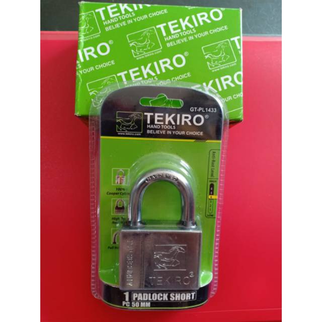 Gembok Tekiro 50mm leher pendek tipe kotak