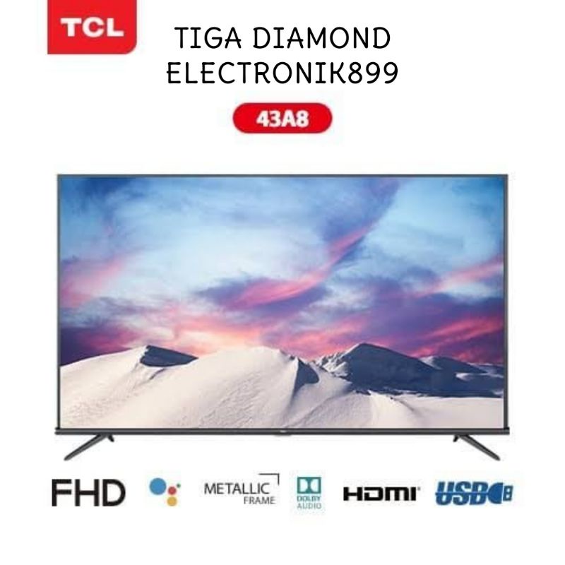 TV LED TCL 43 INCH 43A8 ANDROID SMART TV GOOGLE VOICE NETFLIX