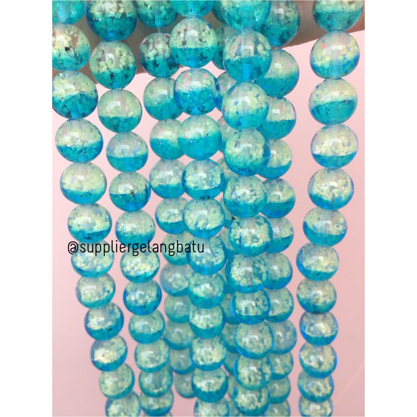 gid kristal biru 10mm glow in the dark fosfor kaca blue laut muda bead aksesoris pria wanita model