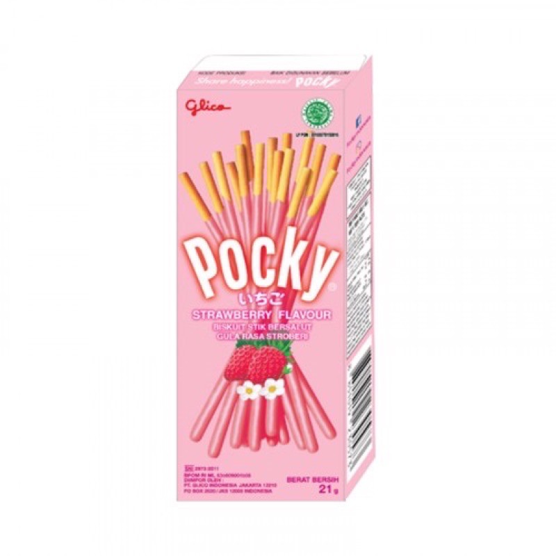 

Pocky Mini Box Strawberry 21gr / Stick Stroberi Crackers Snack Glico Stik Batang Salut Cokelat