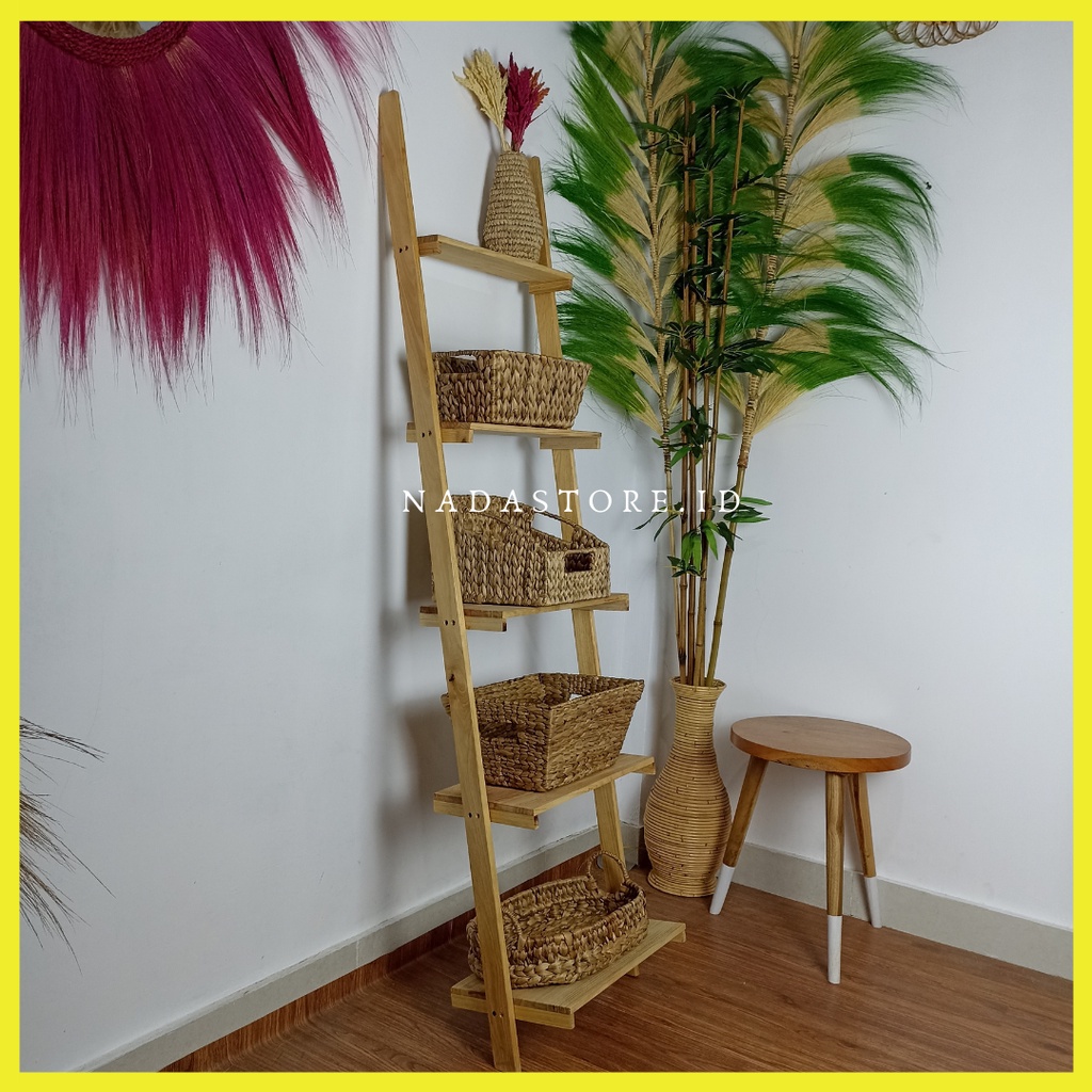 Rak Tangga Rak Buku 5 Tingkat /  Rak Penyimpanan / Tangga Stand Bunga Tanaman / Rak Display Sudut untuk Ruang Tamu