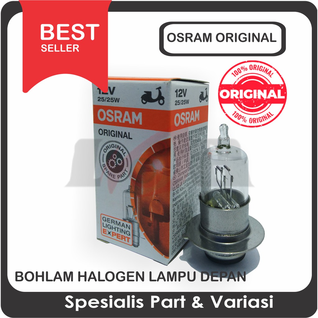 Original Osram Bohlam Halogen Lampu Depan Motor Bebek Matic H6 12v