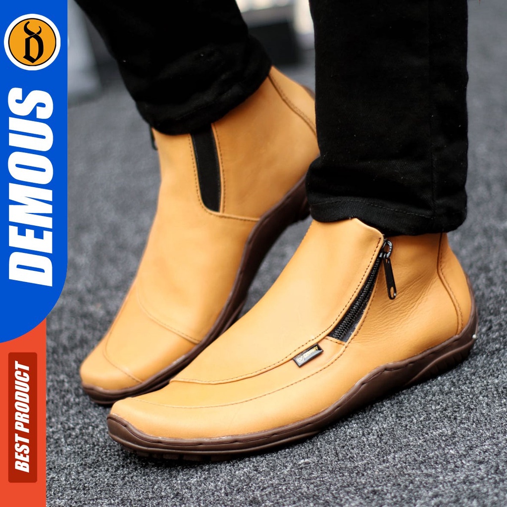 DEMOUS Cora - Sepatu Boot Pantofel Formal Kulit Asli Kerja Pria