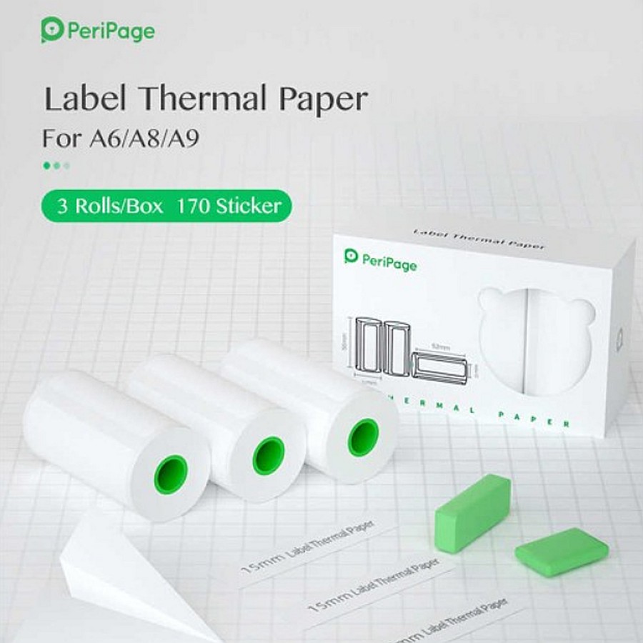 Kertas Peripage A6 Original 1DUS 3Roll Peripage Printer Thermal Sticker Asli Berkualitas